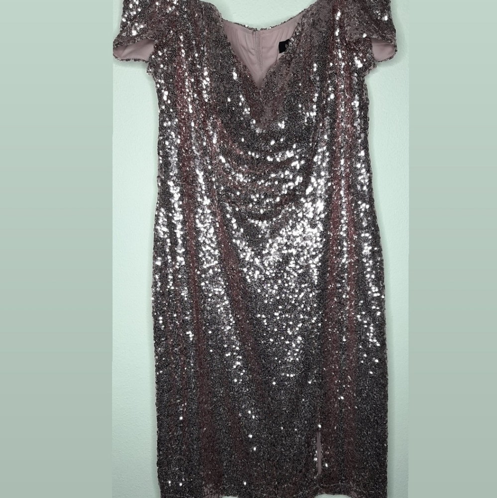 Pink sequin cocktail dress